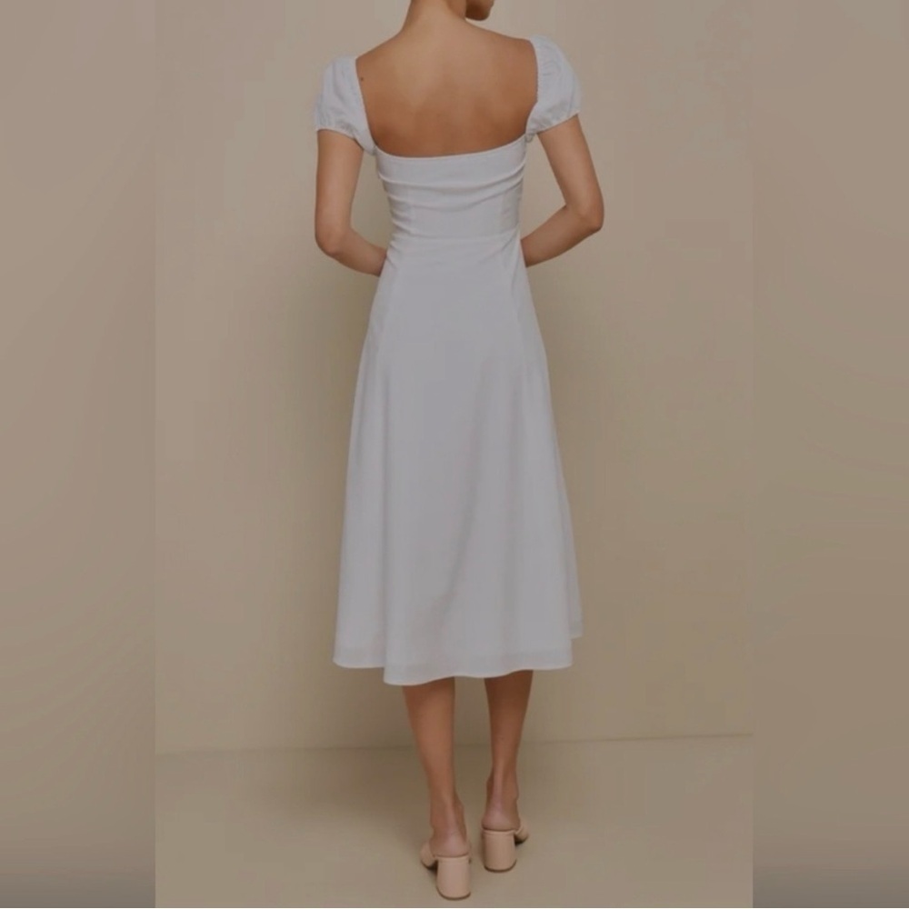 Lulu's White Puff Sleeve Midi Dress - Picture 2 of 9